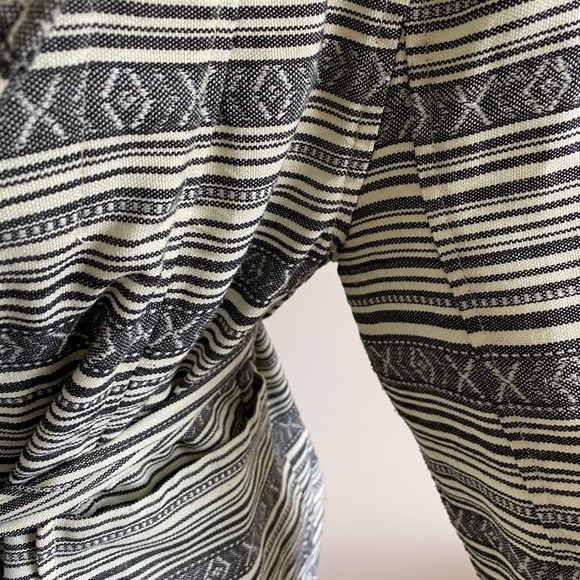 Mia Melon Grey Black Striped Design Casual Office Boho Belted Light Jacket-Sz-M - Picture 6 of 16